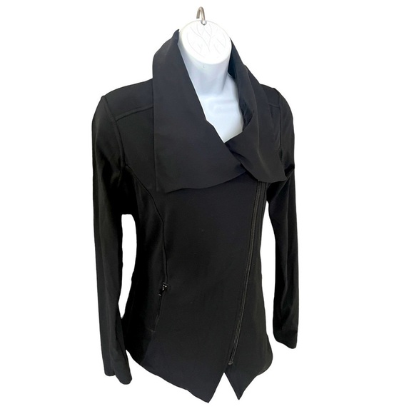 Athleta Bliss Out Asymmetric Zip Cowl Neck Gray Mesh Back Jacket Size XXS - Picture 2 of 12